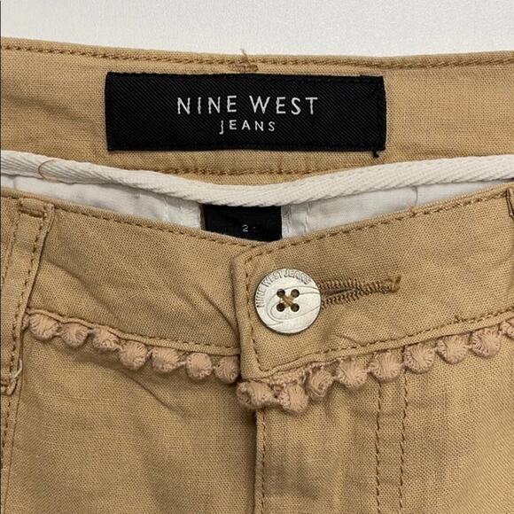 NINE WEST Womens 2 Tan Linen Capri Pant - Picture 4 of 4